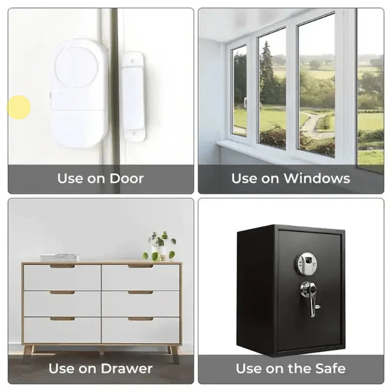 Door and Window Alarm 90 dB Battery-Powered Adhesive Installation