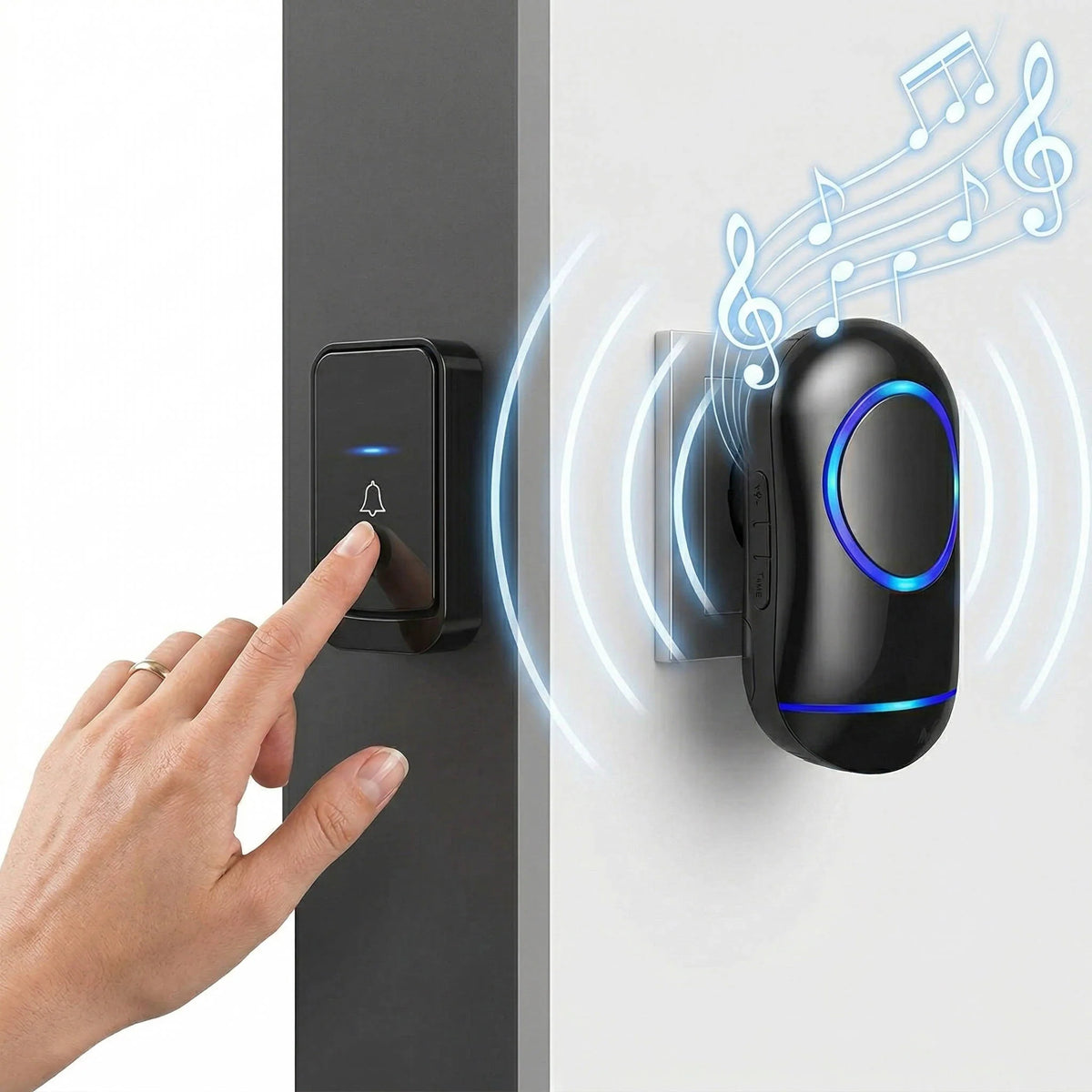 Doorbell Kit 1000 Ft Range Customizable Chimes Weatherproof Button