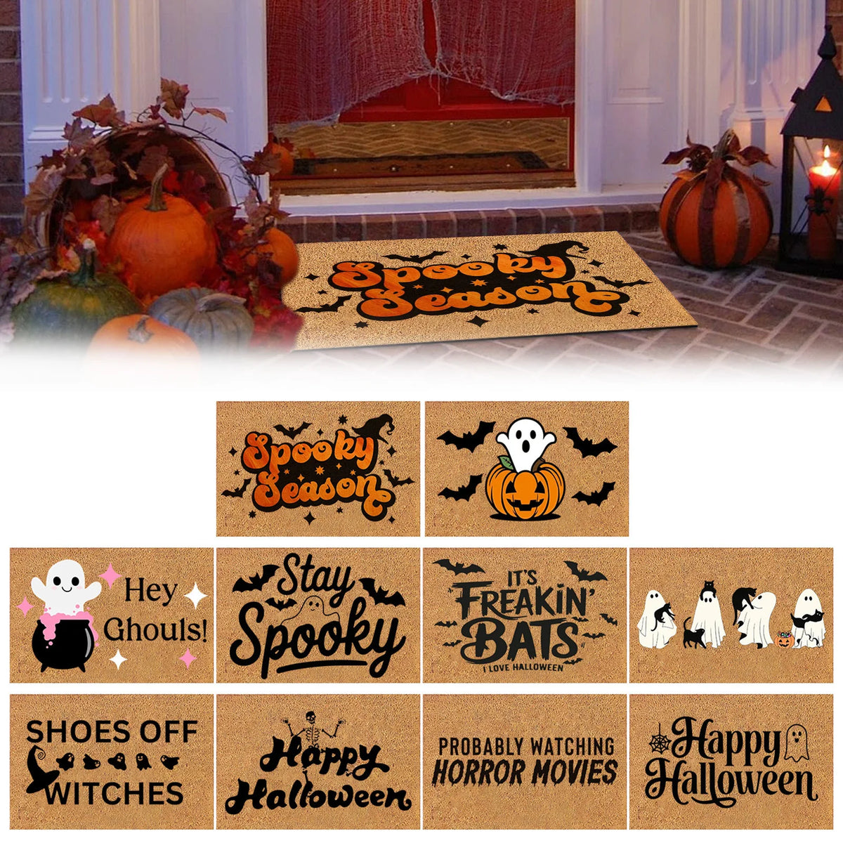 Doormat Coir Fiber Non-Slip Backing Halloween Design
