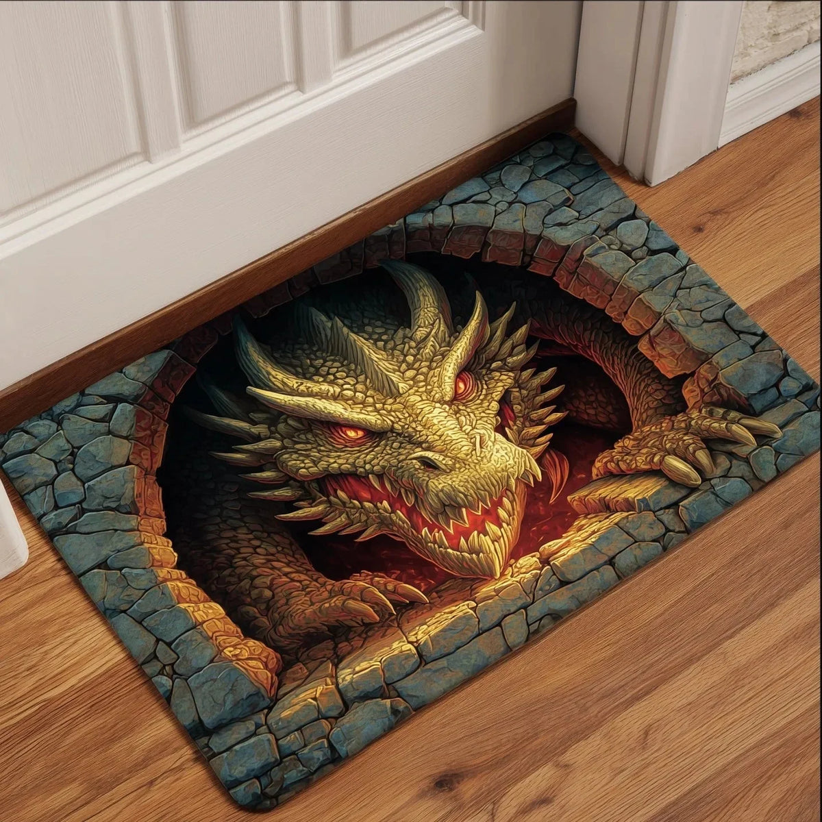 Doormat Dragon Design Non-Slip Rubber Backing