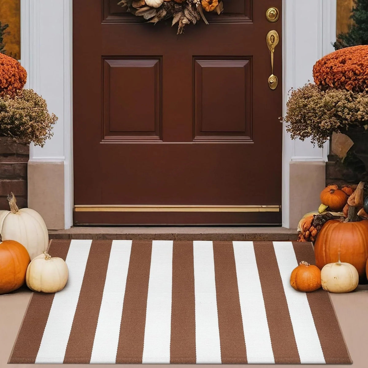 Doormat Striped Crystal Velvet Non-Slip Backing