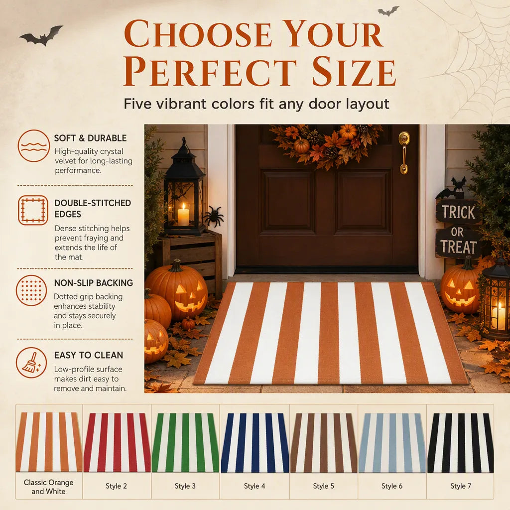 Doormat Striped Crystal Velvet Non-Slip Backing