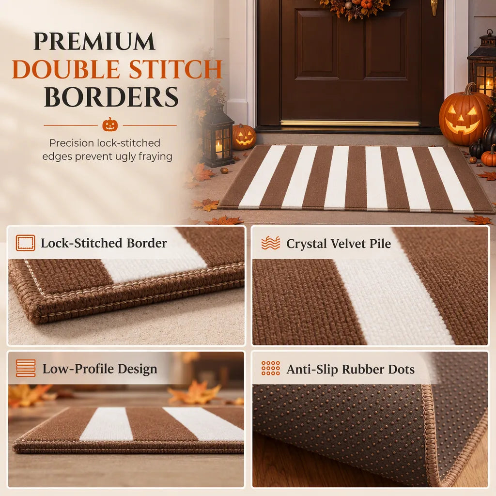 Doormat Striped Crystal Velvet Non-Slip Backing