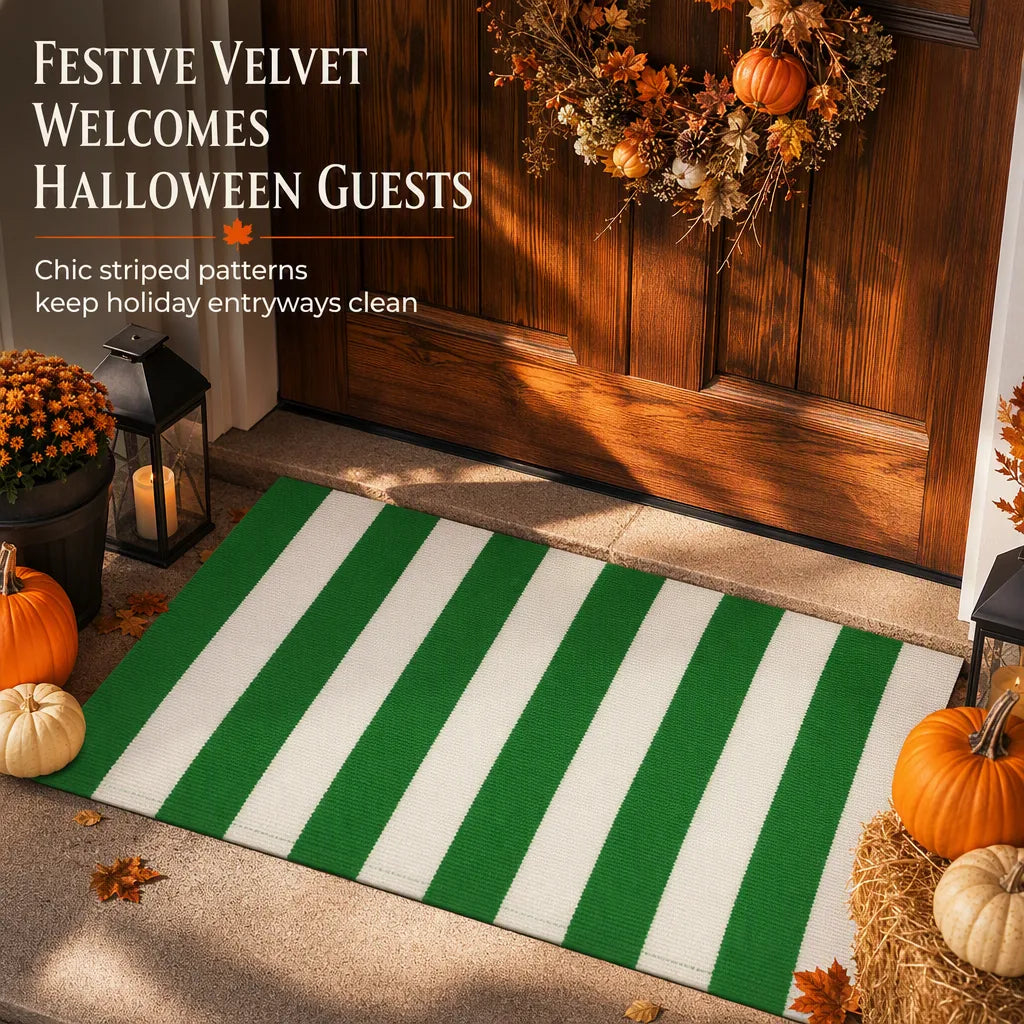 Doormat Striped Crystal Velvet Non-Slip Backing