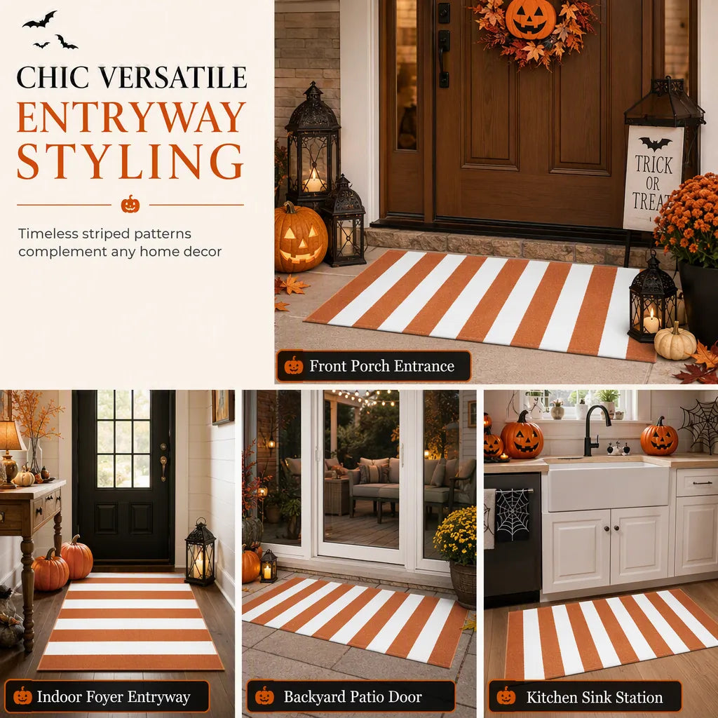 Doormat Striped Crystal Velvet Non-Slip Backing