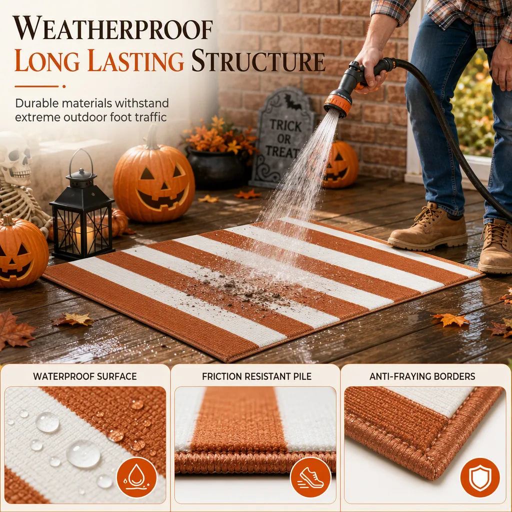 Doormat Striped Crystal Velvet Non-Slip Backing
