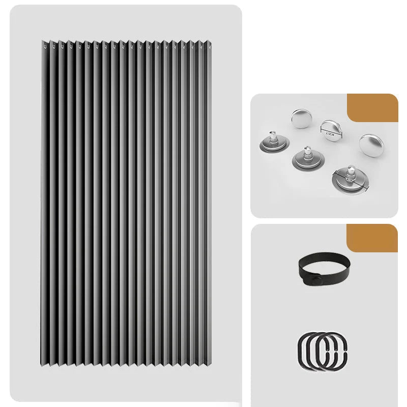 Doorway Curtain Accordion Magnetic Closure No-Drill Installation
