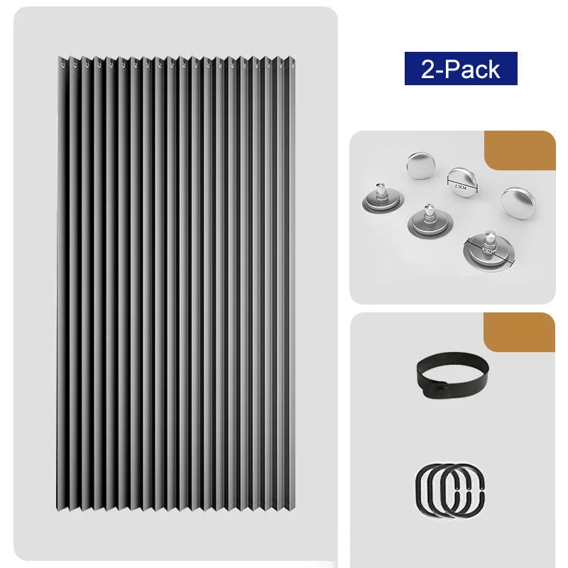 Doorway Curtain Accordion Magnetic Closure No-Drill Installation