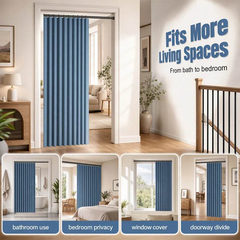 Doorway Curtain Accordion Magnetic Closure No-Drill Installation