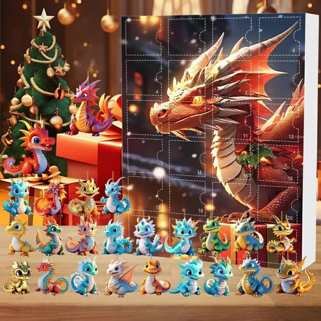 Dragon Advent Calendar 24 Collectible Pendants Numbered Compartments