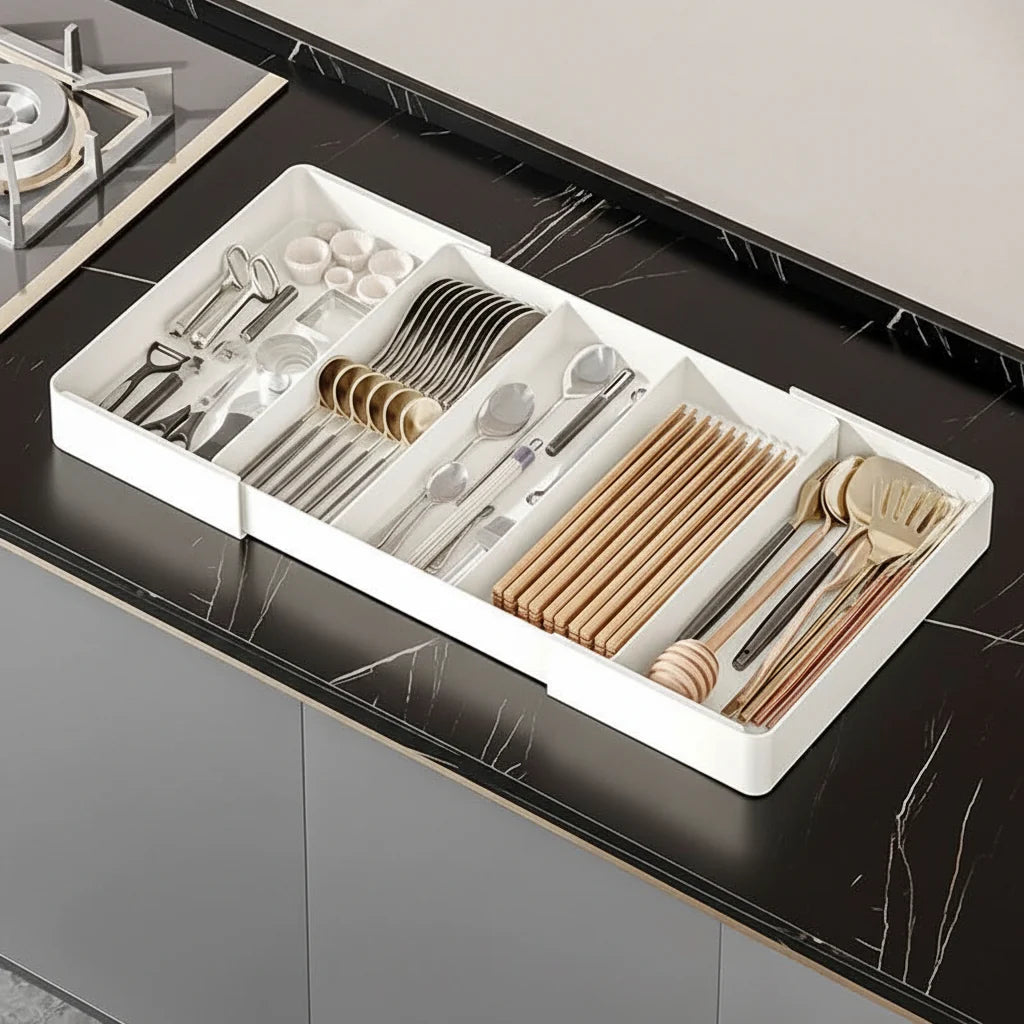 Drawer Organizer Adjustable Compartments Durable Plastic