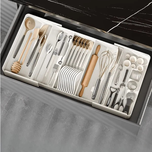 Drawer Organizer Adjustable Compartments Durable Plastic