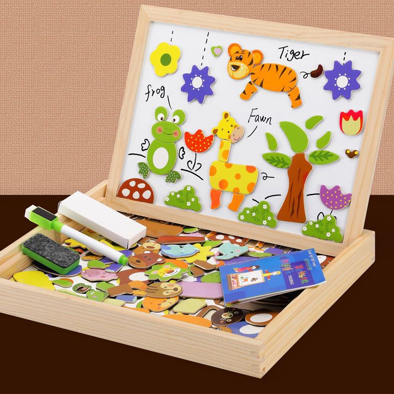 Drawing Board Magnetic Whiteboard & Chalkboard Beechwood Frame