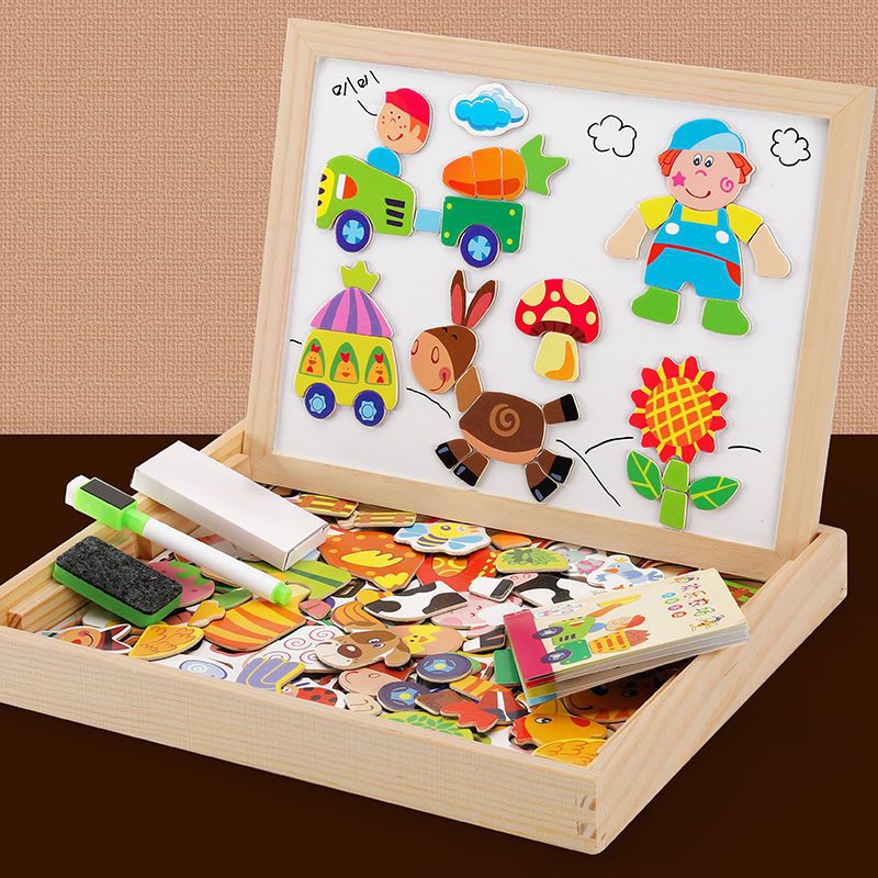 Drawing Board Magnetic Whiteboard & Chalkboard Beechwood Frame
