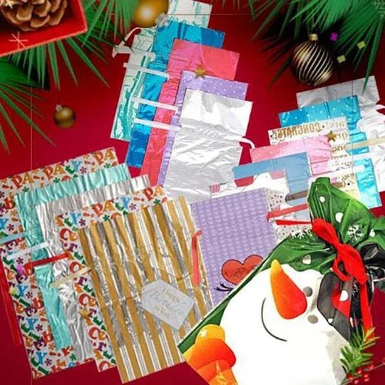 Drawstring Gift Bags Christmas Reusable & Tear-Resistant 15-Pack