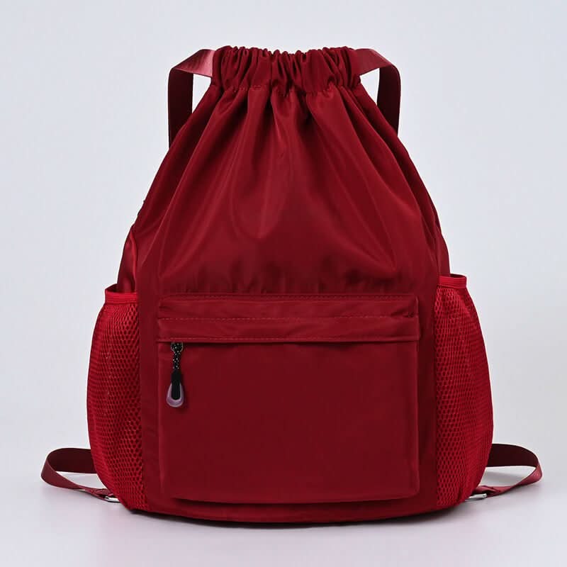 Drawstring Sports Backpack Separate Shoe Compartment Multiple Pockets Lightweight Polyესტer