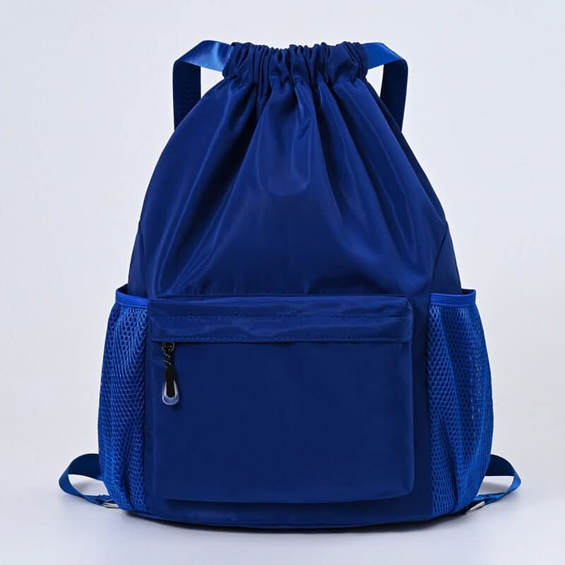 Drawstring Sports Backpack Separate Shoe Compartment Multiple Pockets Lightweight Polyესტer