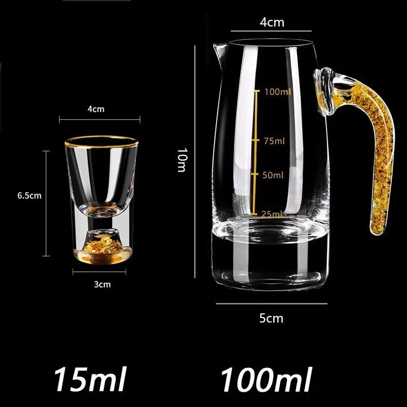 Drinkware Set Hand-Blown Glass With Golden Accents