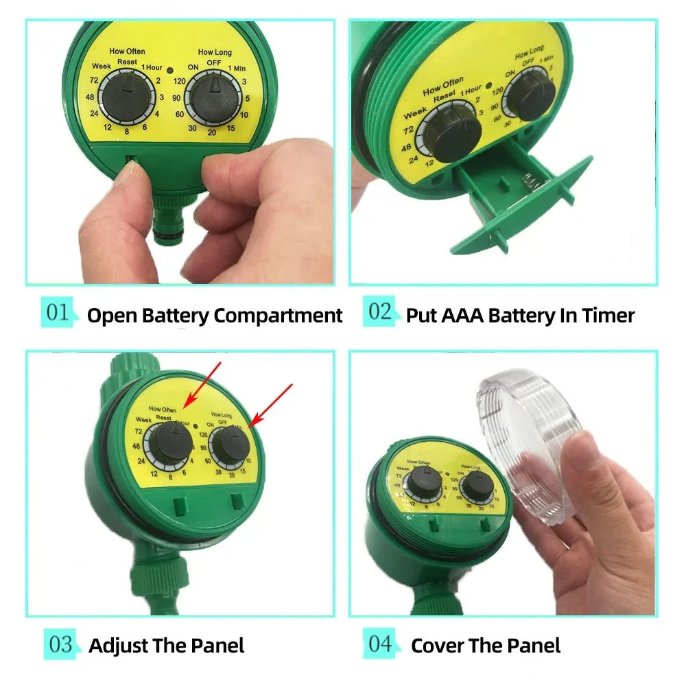 Drip Irrigation System Programmable Timer & Adjustable 8-Hole Heads
