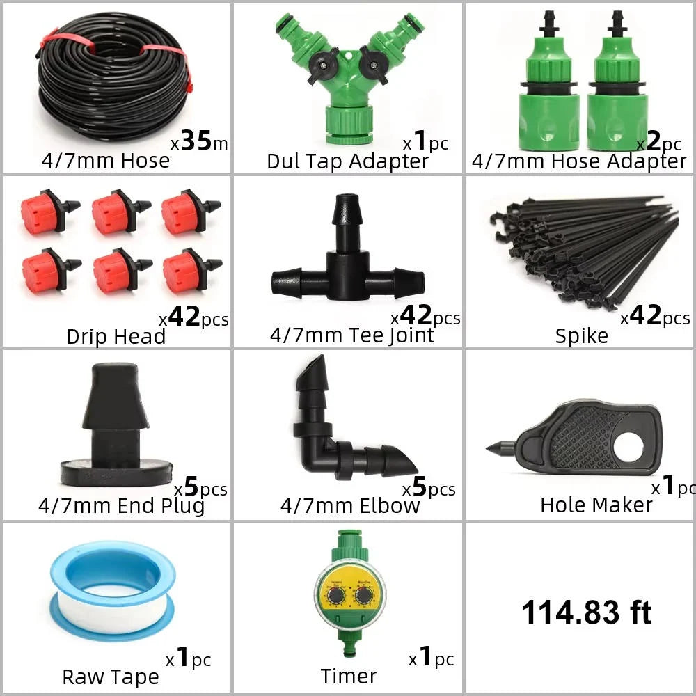 Drip Irrigation System Programmable Timer & Adjustable 8-Hole Heads