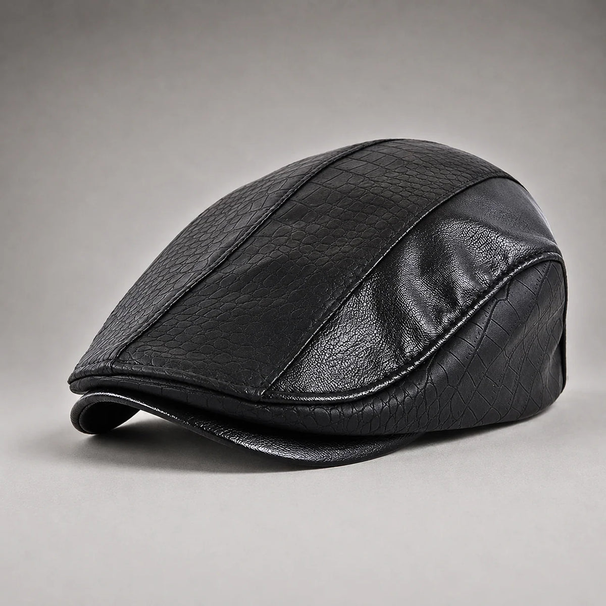 Driving Cap Genuine Leather Croc-Embossed Adjustable Fit