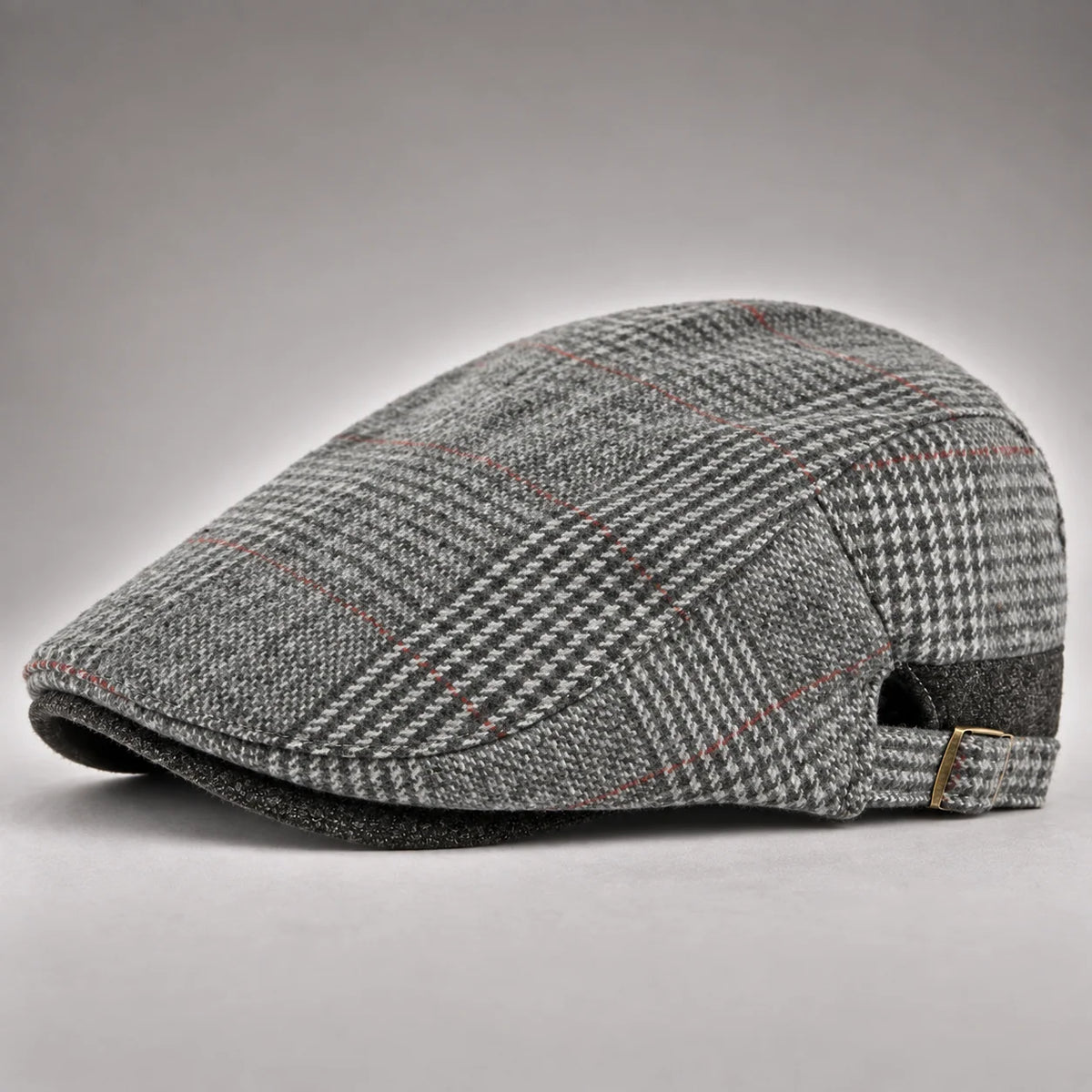 Driving Cap Wool Plaid Adjustable Fit