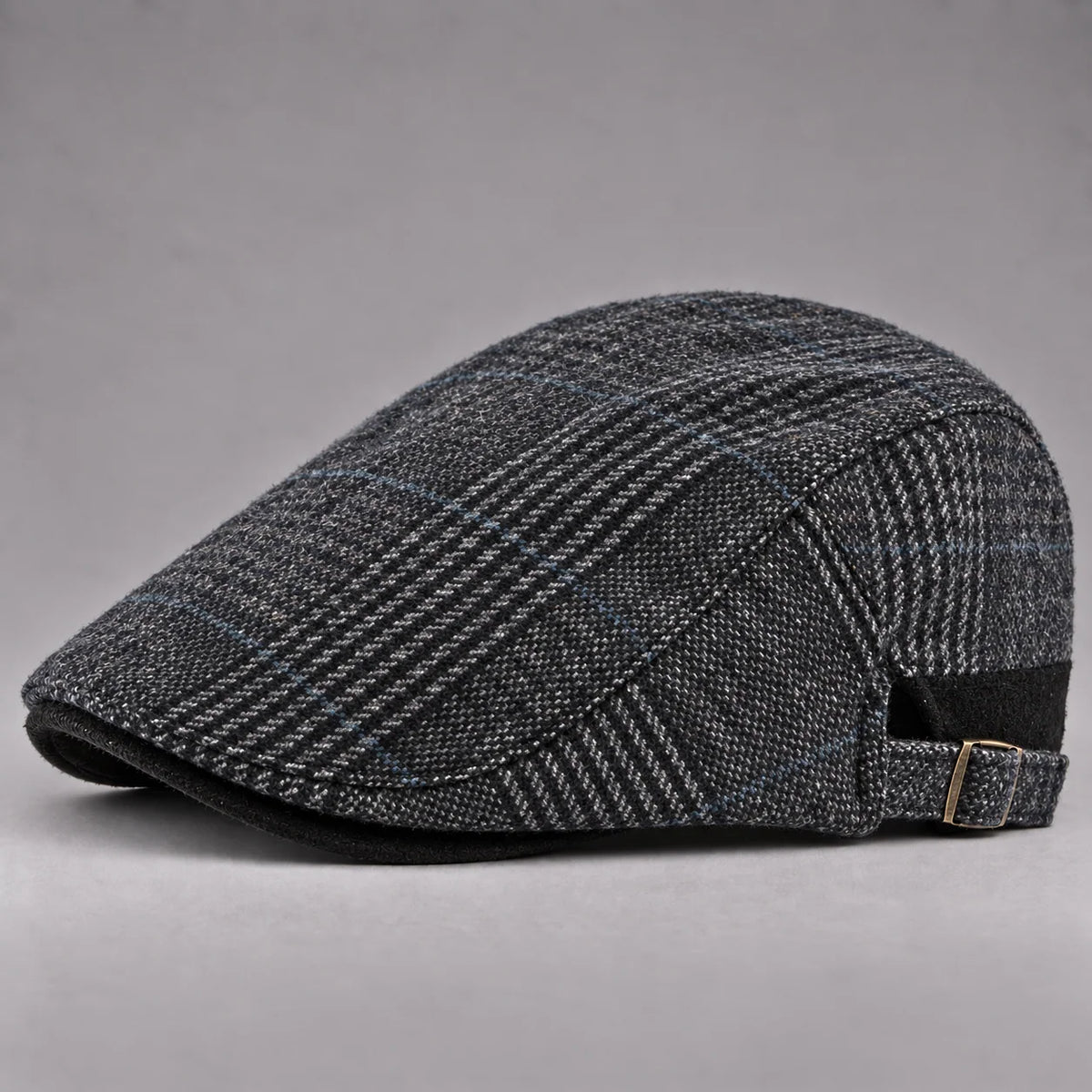 Driving Cap Wool Plaid Adjustable Fit