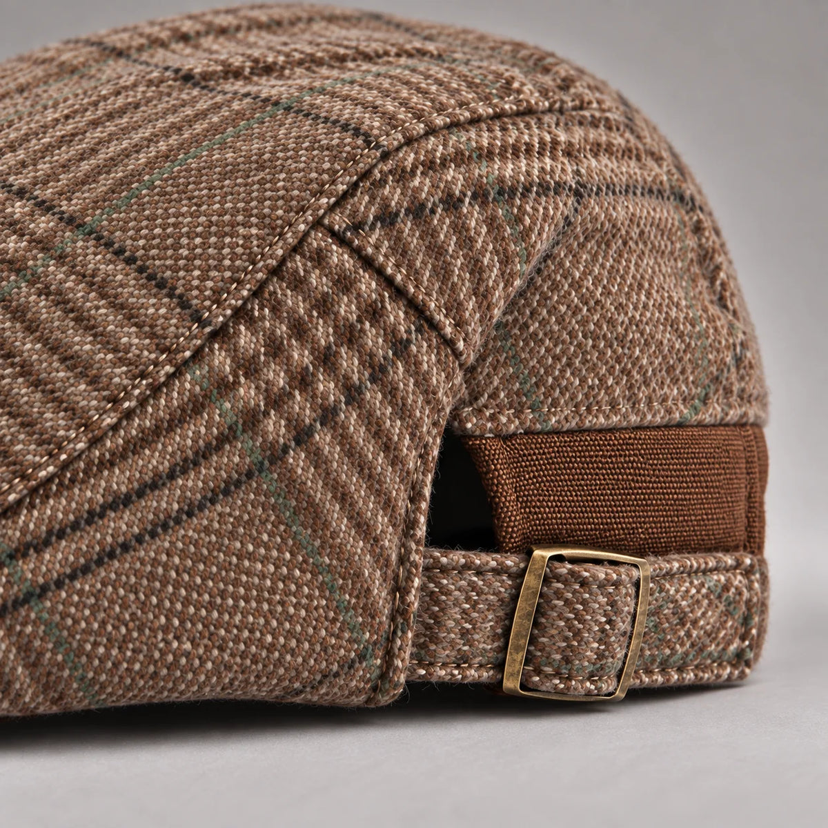 Driving Cap Wool Plaid Adjustable Fit
