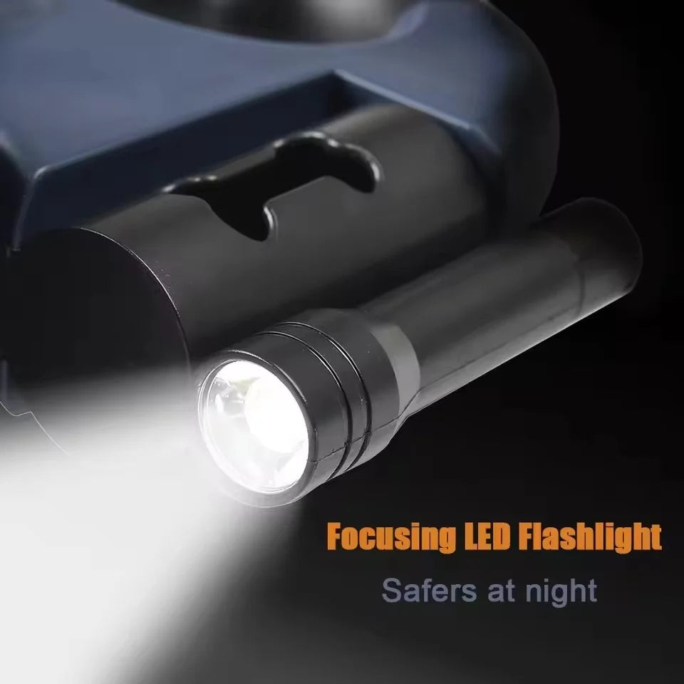 Dual Dog Leash Retractable Reflective Cords Built-In Flashlight & Bag Dispenser