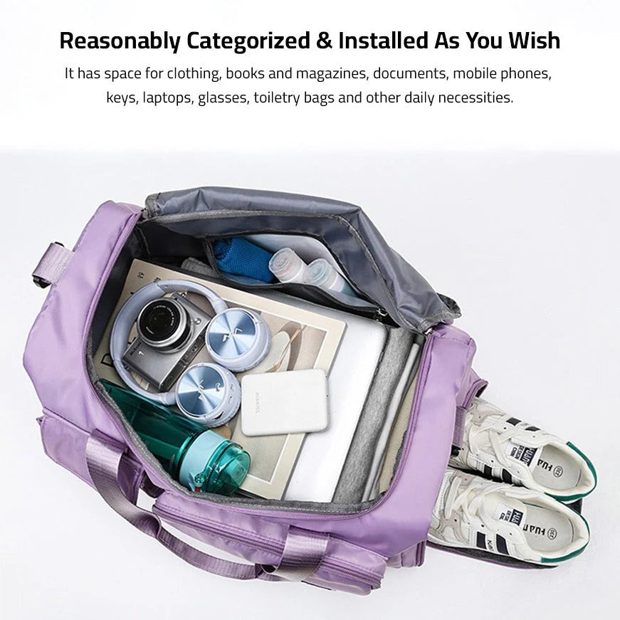 Duffel Bag Separate Shoe Compartment Water-Repellent Design