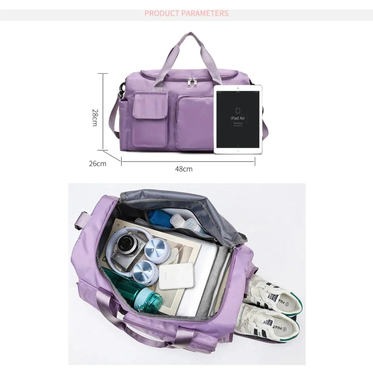 Duffel Bag Separate Shoe Compartment Water-Repellent Design