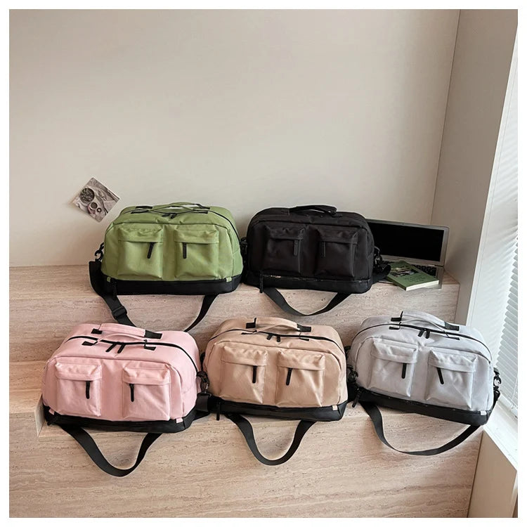 Duffel Bag Water-Resistant Exterior Zipper Pockets & Padded Strap