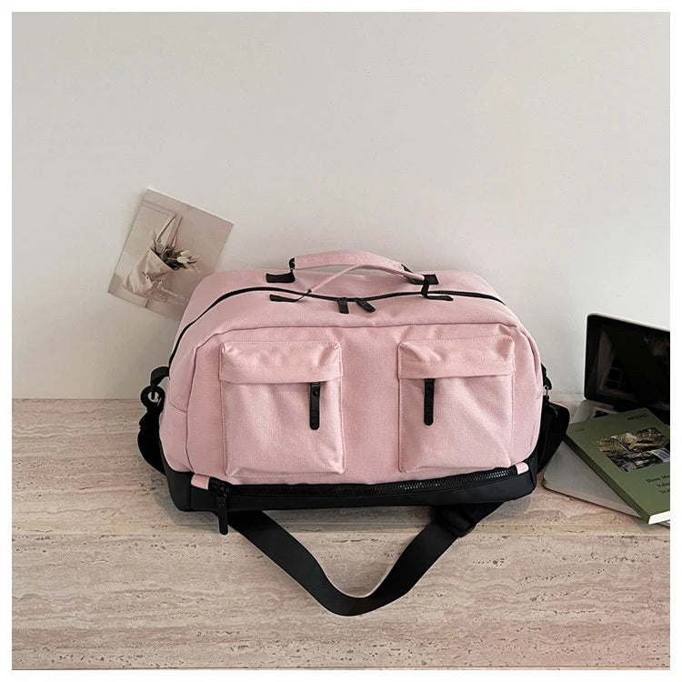 Duffel Bag Water-Resistant Exterior Zipper Pockets & Padded Strap