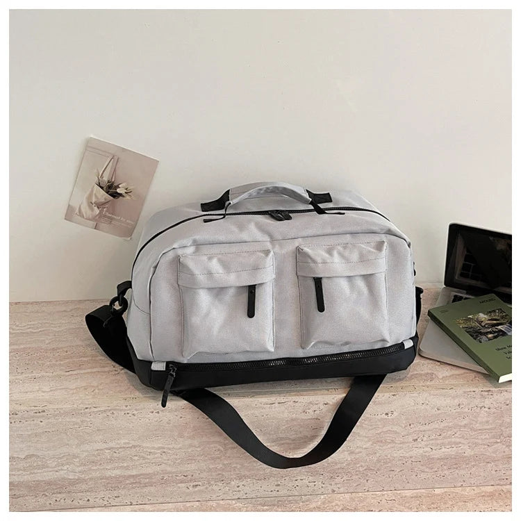 Duffel Bag Water-Resistant Exterior Zipper Pockets & Padded Strap