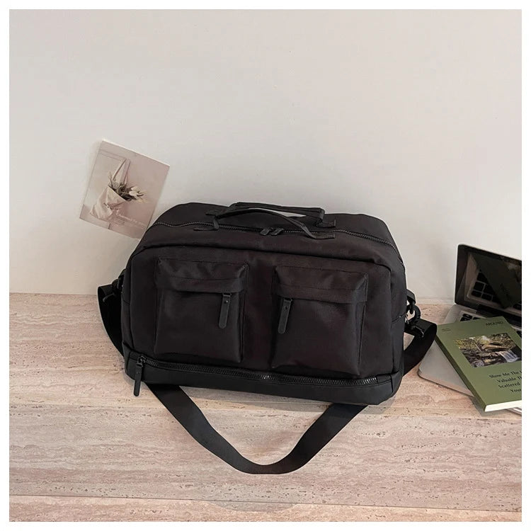 Duffel Bag Water-Resistant Exterior Zipper Pockets & Padded Strap