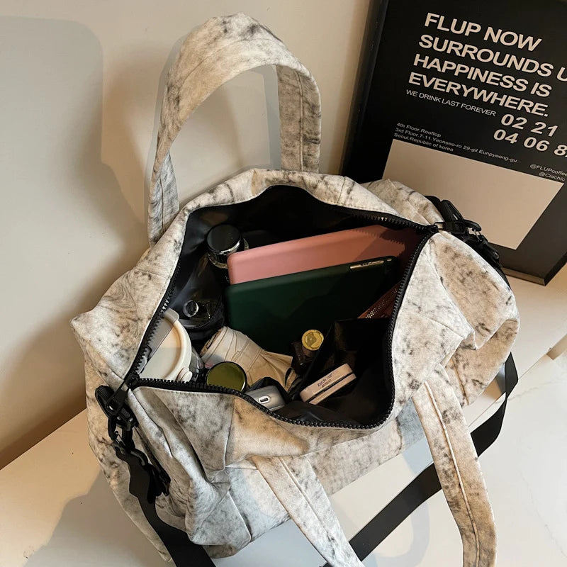 Duffle Bag Canvas Multiple Pockets Adjustable Padded Strap