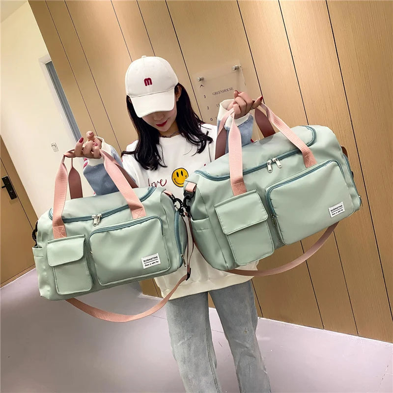 Duffle Bag Water-Resistant Multi-Pocket Shoulder Strap & Handles