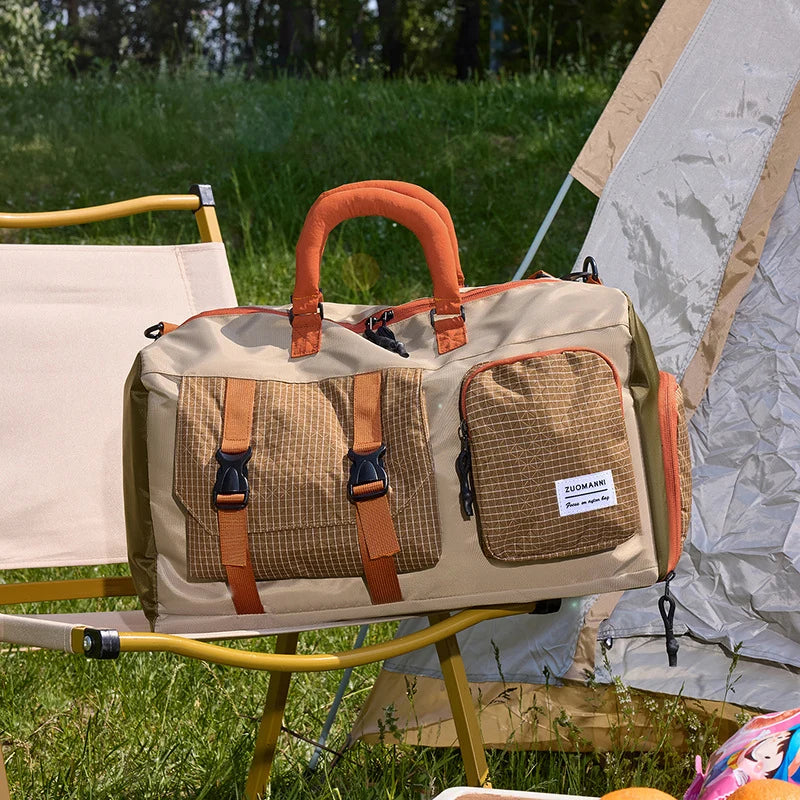Duffle Bag Weather-Resistant Multiple Pockets & Padded Strap