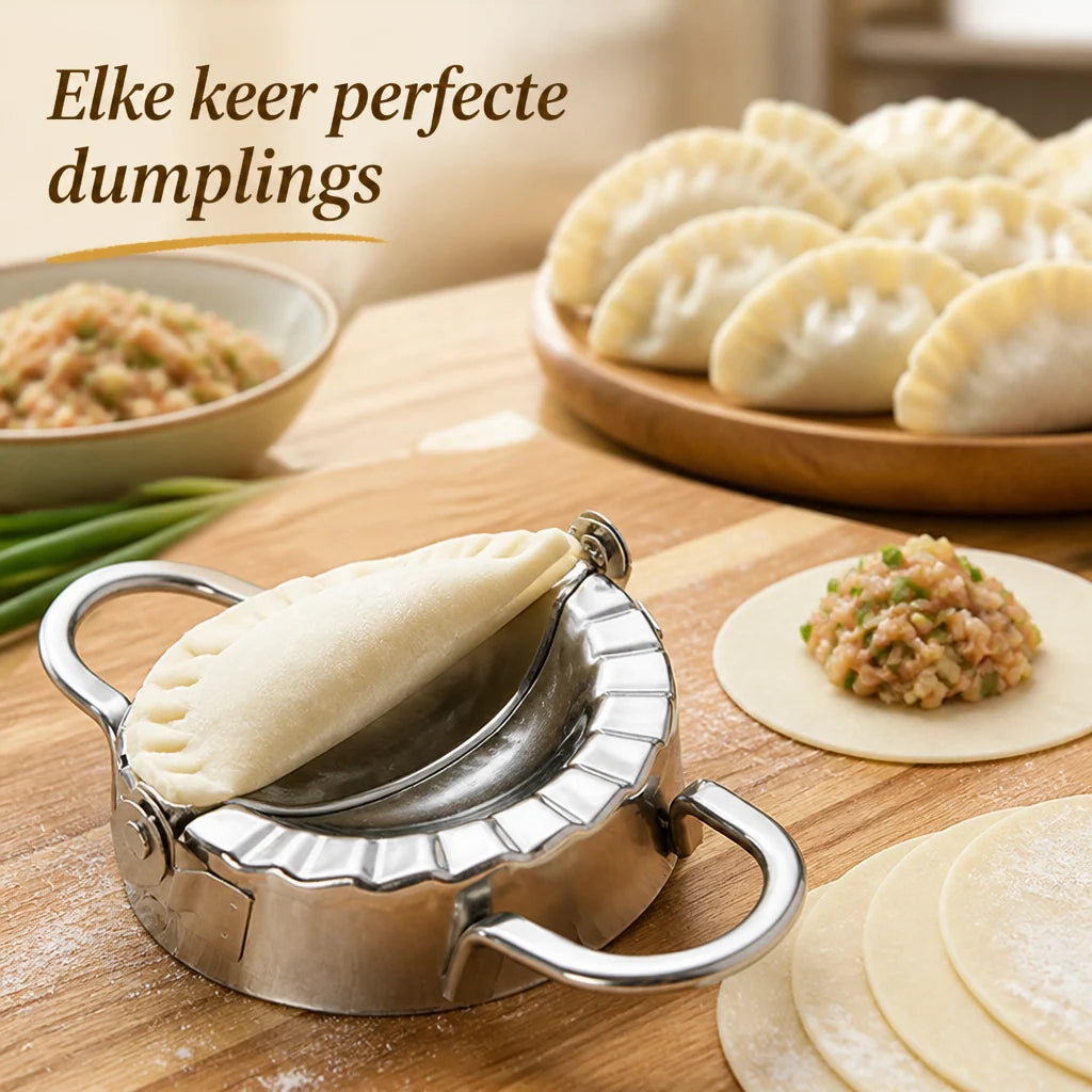 Dumpling Mold Set Stainless Steel 2-Piece With Dough Cutter