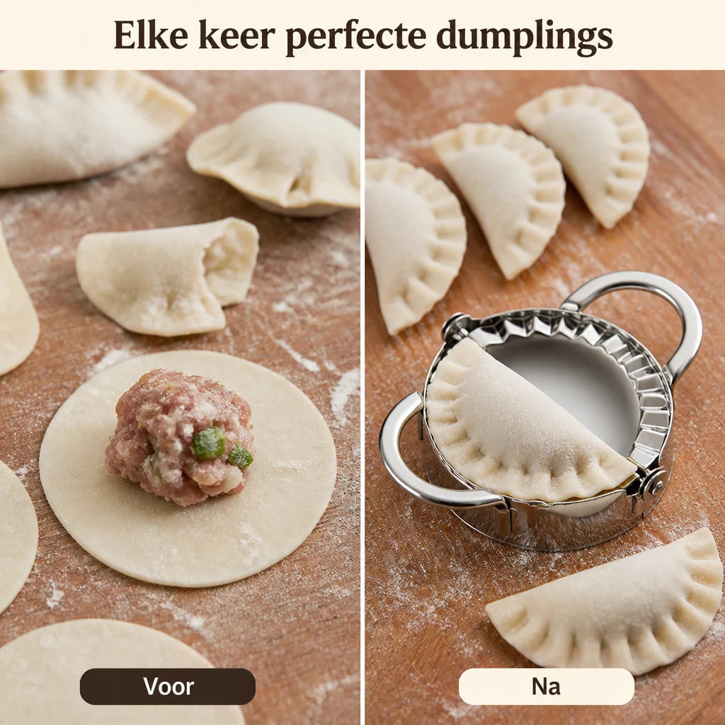Dumpling Mold Set Stainless Steel 2-Piece With Dough Cutter