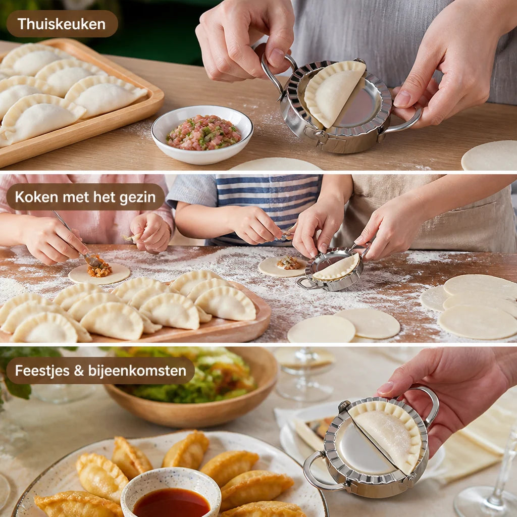 Dumpling Mold Set Stainless Steel 2-Piece With Dough Cutter