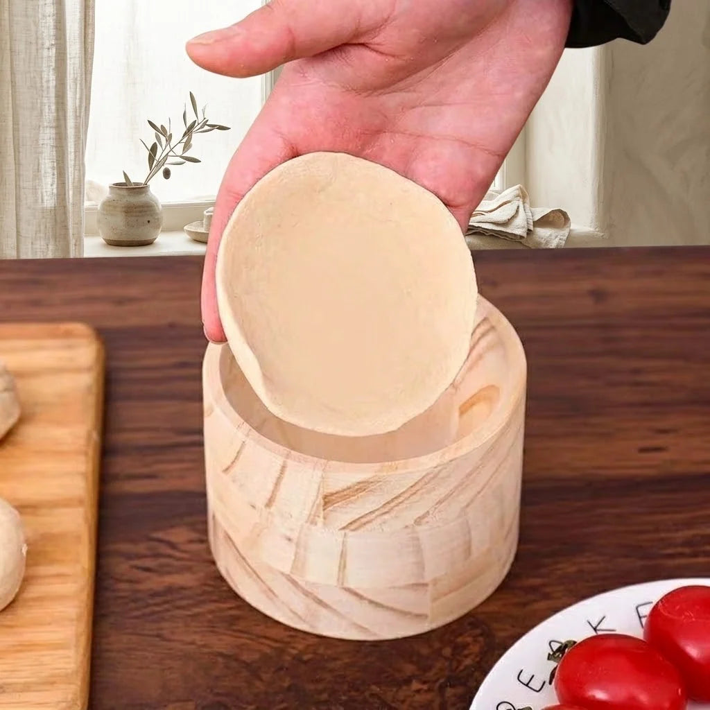 Dumpling Wrapper Maker Wooden Press-and-Rotate Design