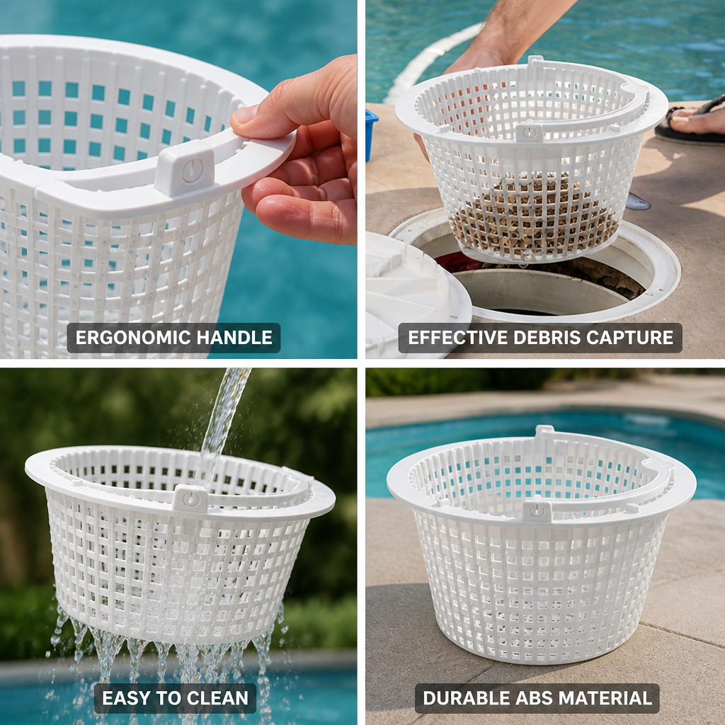 Durable ABS Leaf-Catching Pool Skimmer Basket (Ergonomic Handle)
