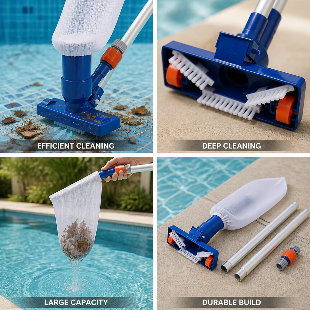 Durable Aluminum Alloy Pool Vacuum Cleaner (With Mesh Bag & Pole)