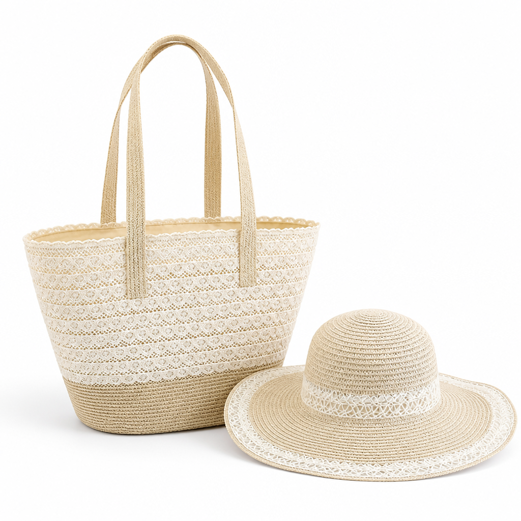 Durable Easy-to-Clean Beach Tote & UV-Protective Sun Hat