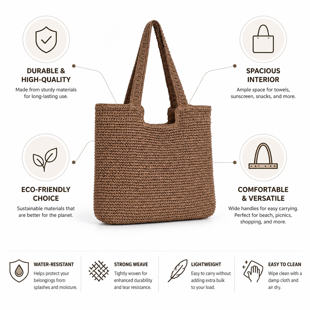 Durable Eco-Friendly Large-Capacity Beach Tote