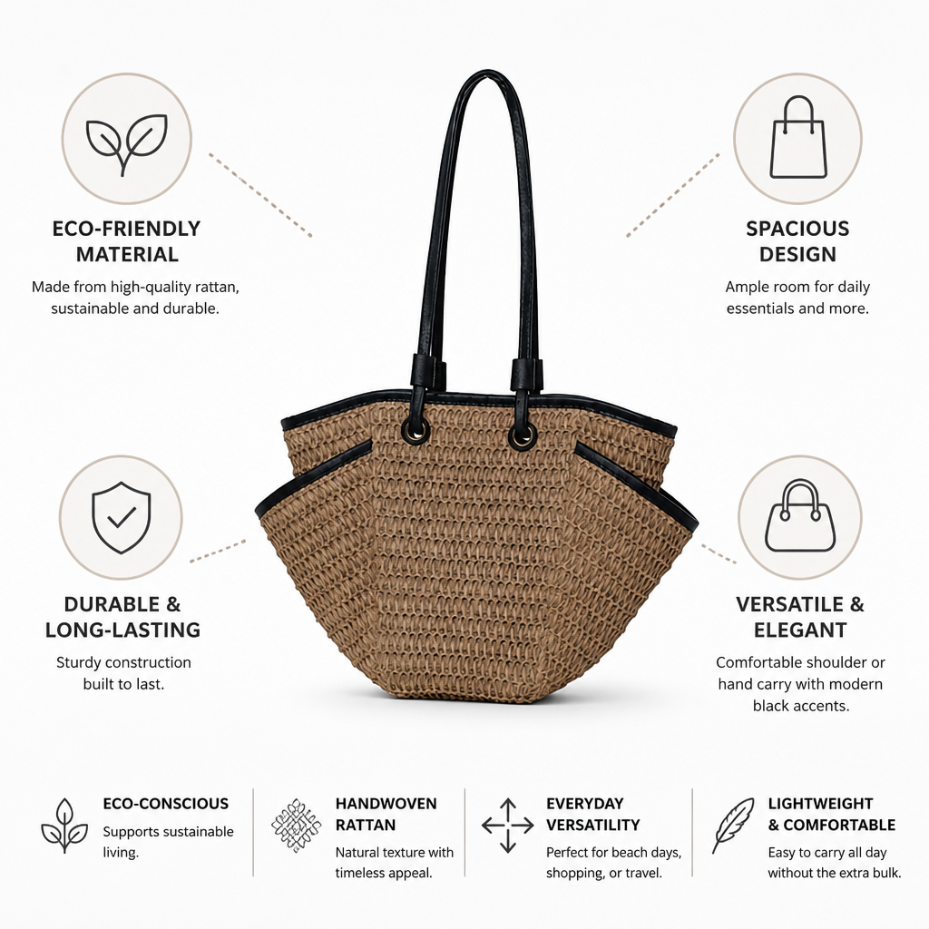 Durable Eco-Friendly Rattan Tote