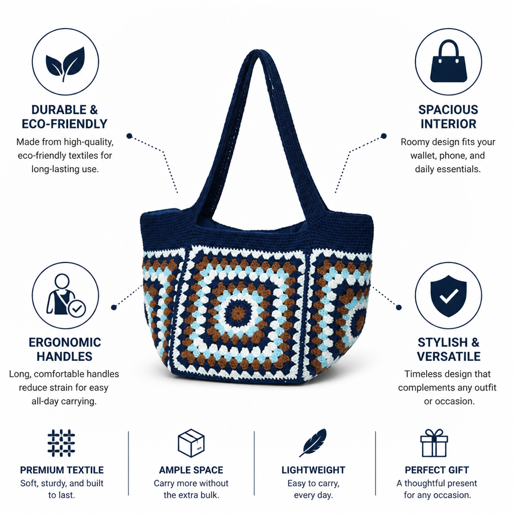 Durable & Eco-Friendly Spacious Handbag (Long Ergonomic Handles)