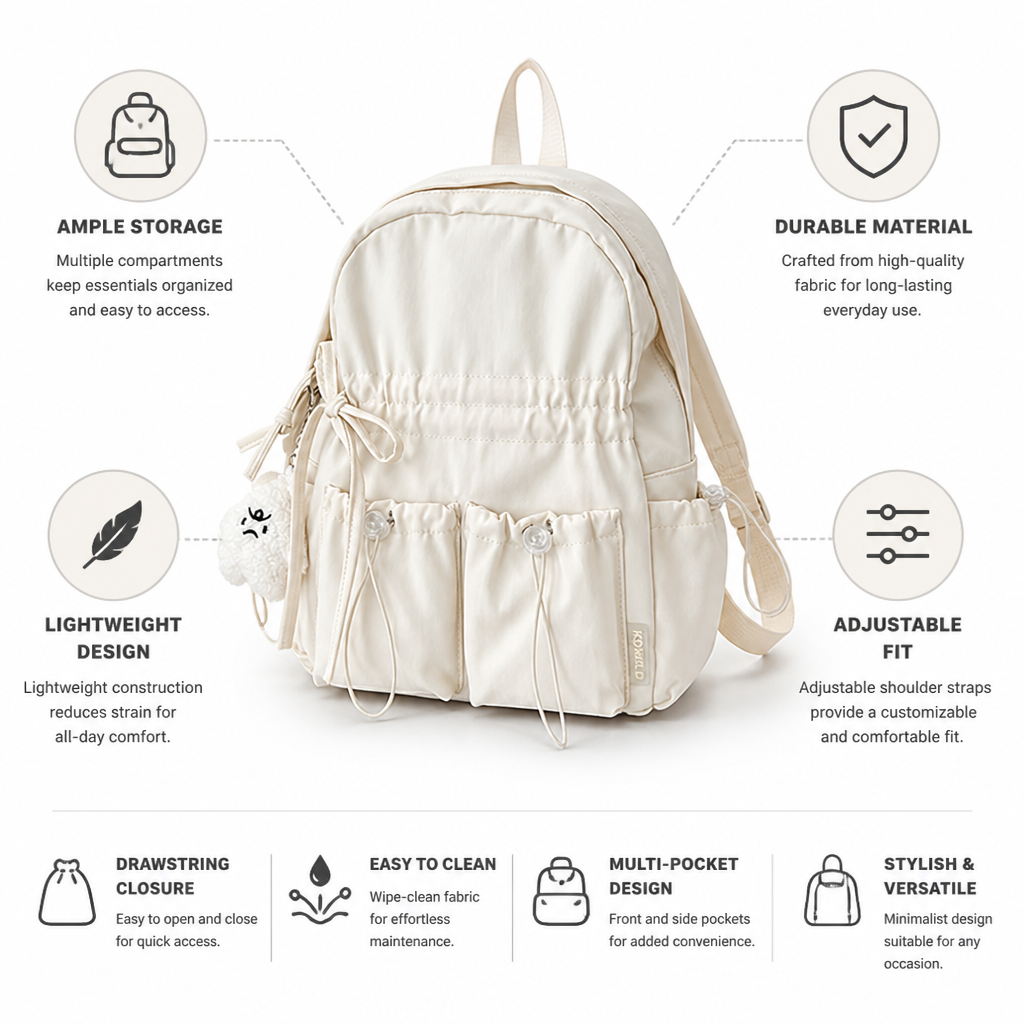Durable Fabric & Multi-Compartment Drawstring Backpack