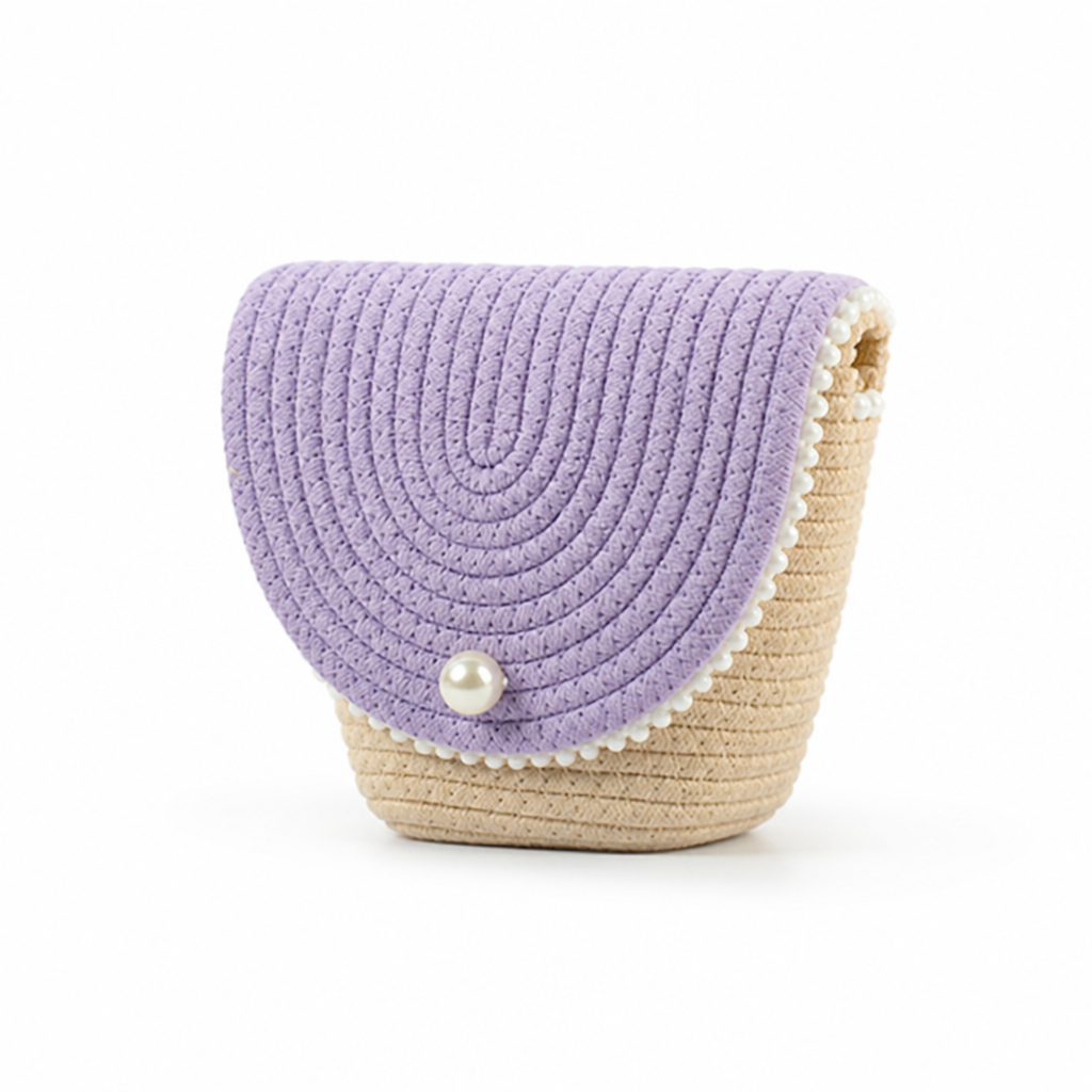 Durable Fabric Pearl-Embellished Crossbody Bag